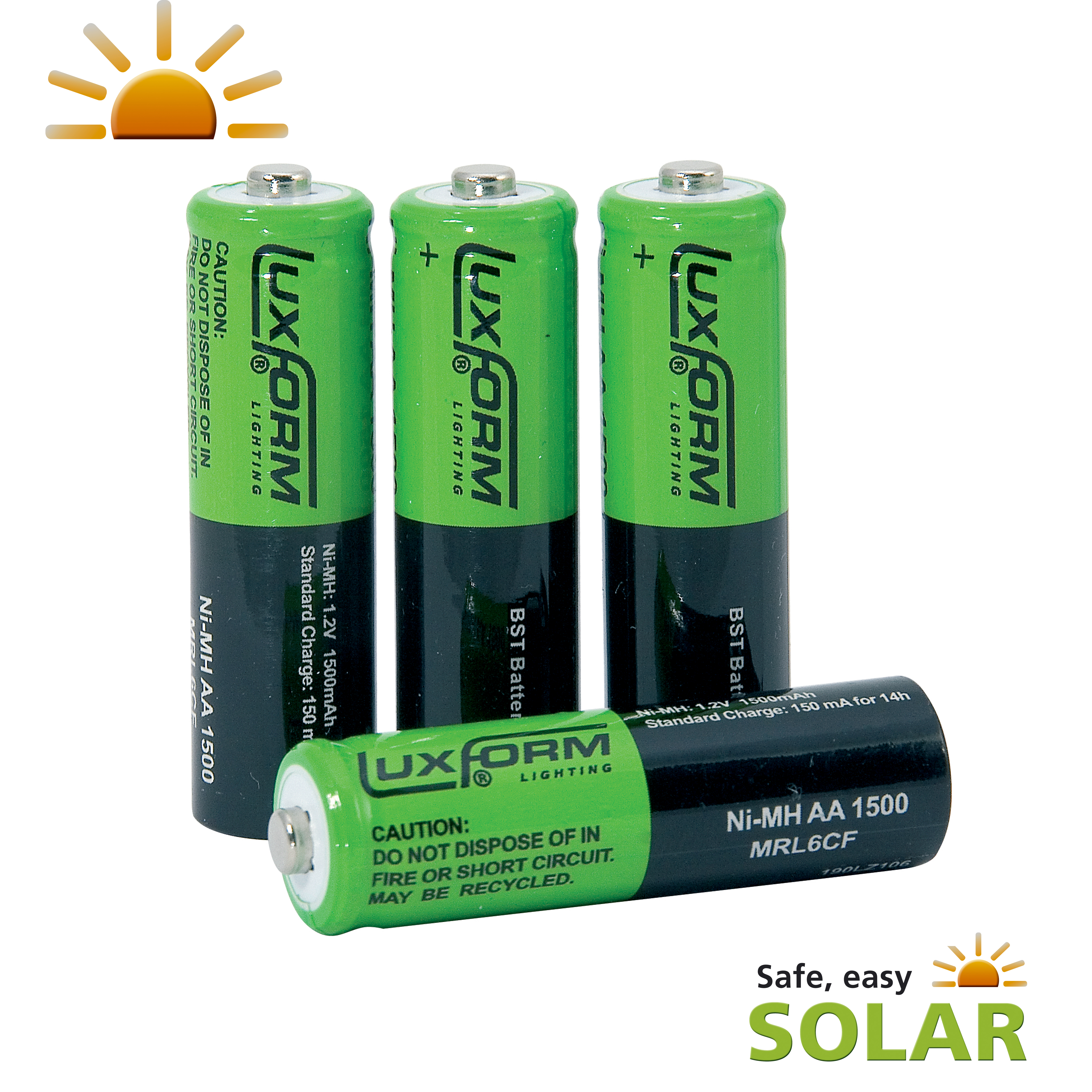 Luxform AA Solar Rechargeable Battery 800mAh 12v 4 Pack