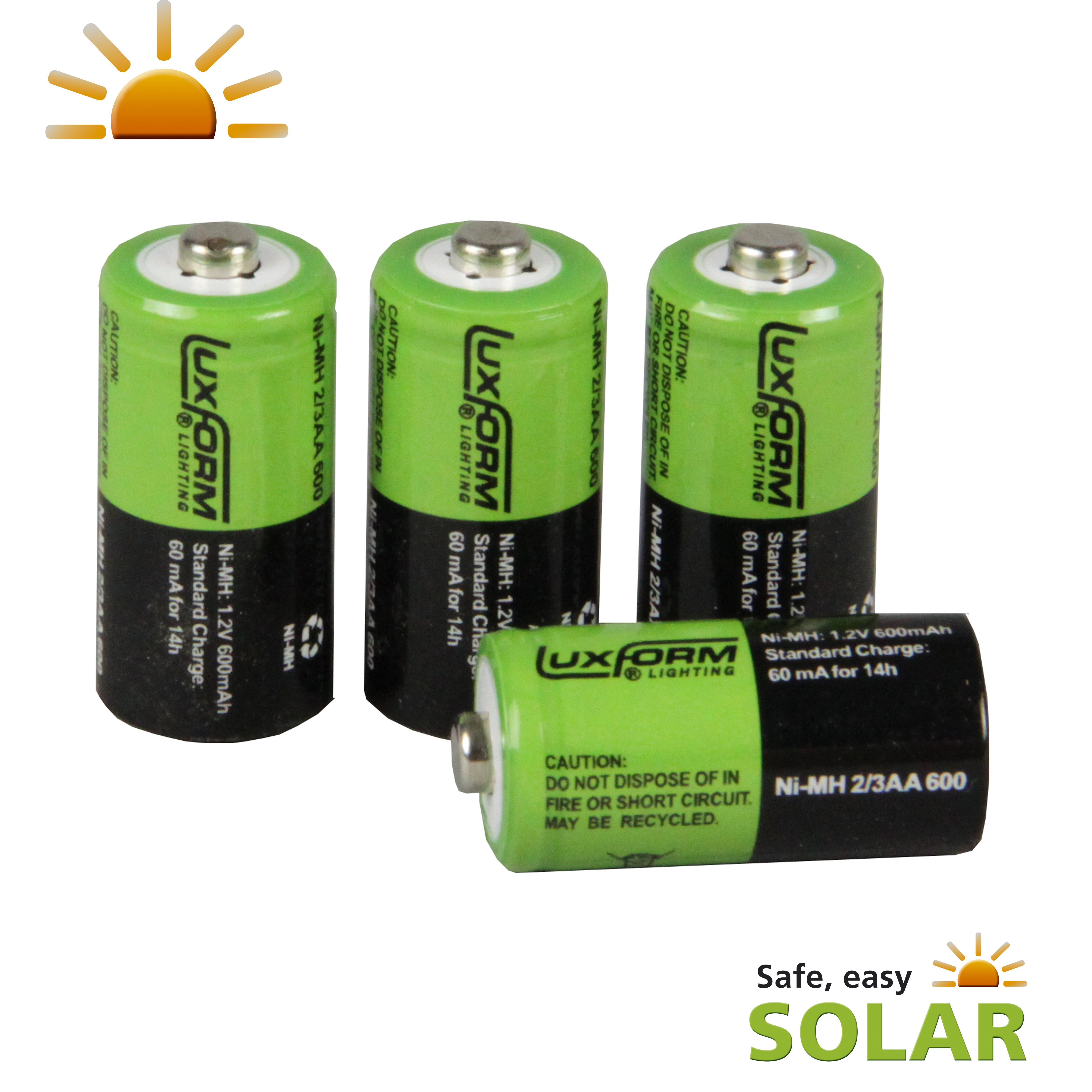 Luxform 23 AA Solar Rechargeable Battery 600mAh 12v 4 Pack