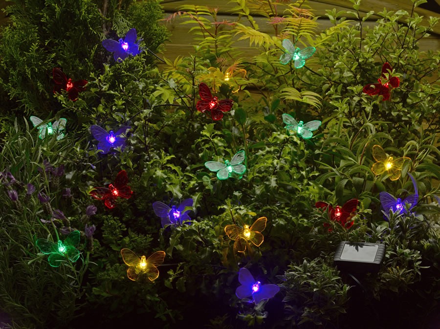 Smart Solar 20 LED Multi coloured Butterfly Light String