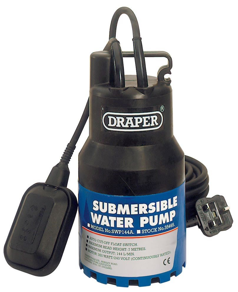 Draper 144Lmin Submersible Pump 350w with float switch