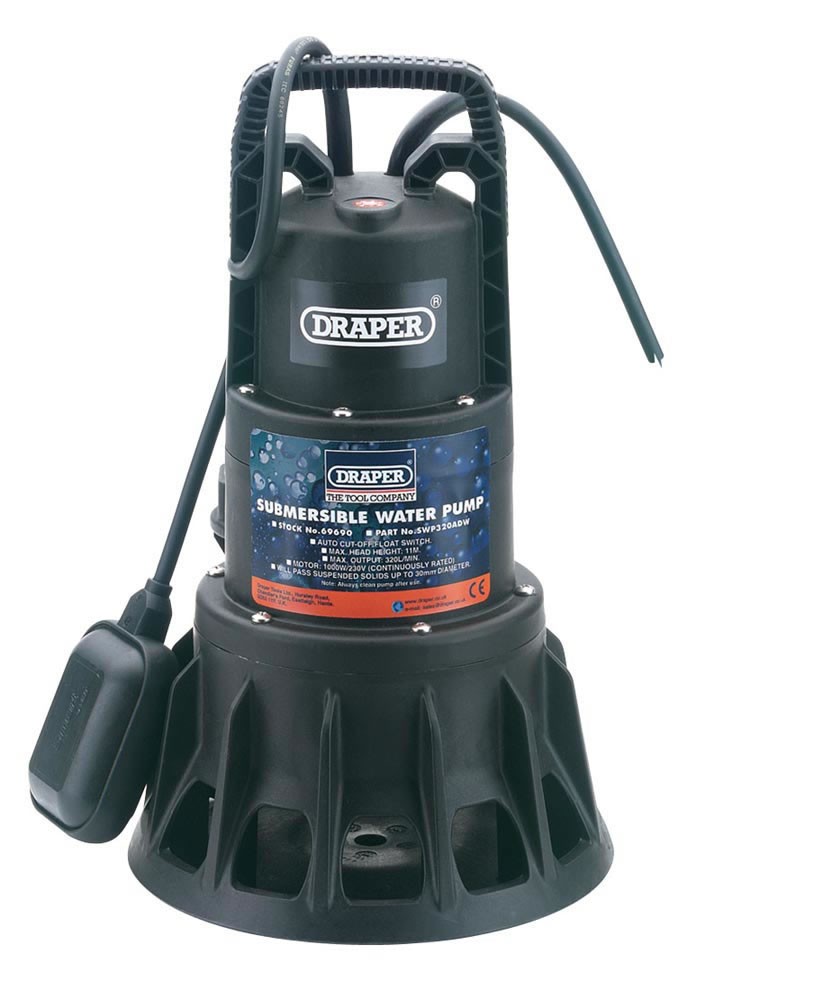 Draper 320Lmin Submersible Pump 1100w with float switch