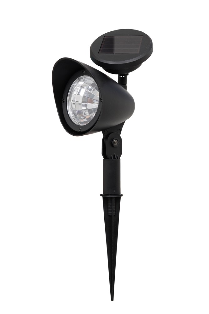 Smart Solar Stake Spotlight Black Plastic 4pk White LEDs