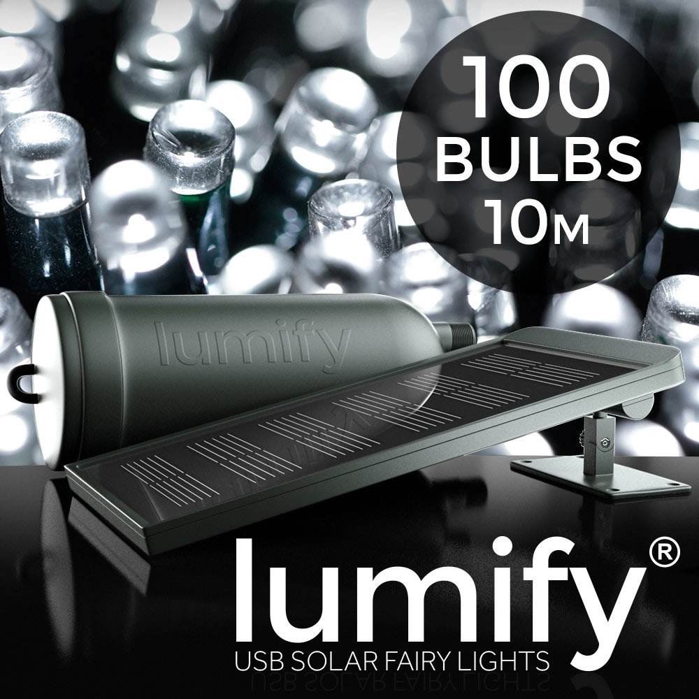 Solar Centre Lumify USB Solar Fairy Lights White 100 LEDs