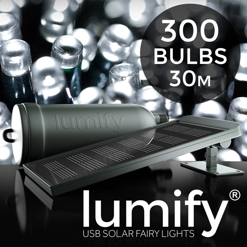 Solar Centre Lumify USB Solar Fairy Lights White 300 LEDs