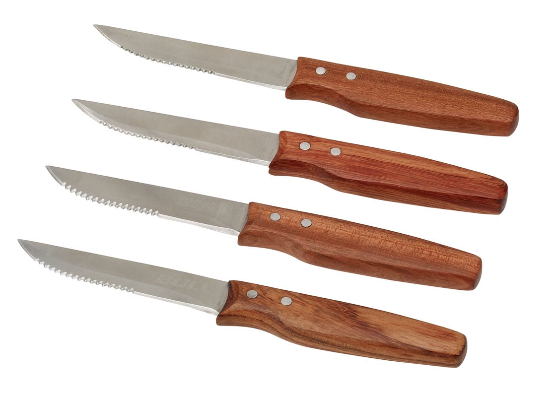 BULL Orchard Rosewood Handle Steak Knives Set 4