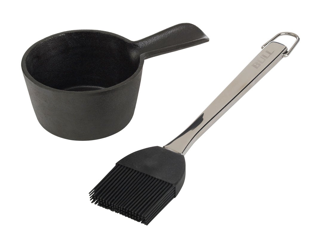 BULL Cast Iron Sauce Pot wStainless handle Silicone Head Basting Brush