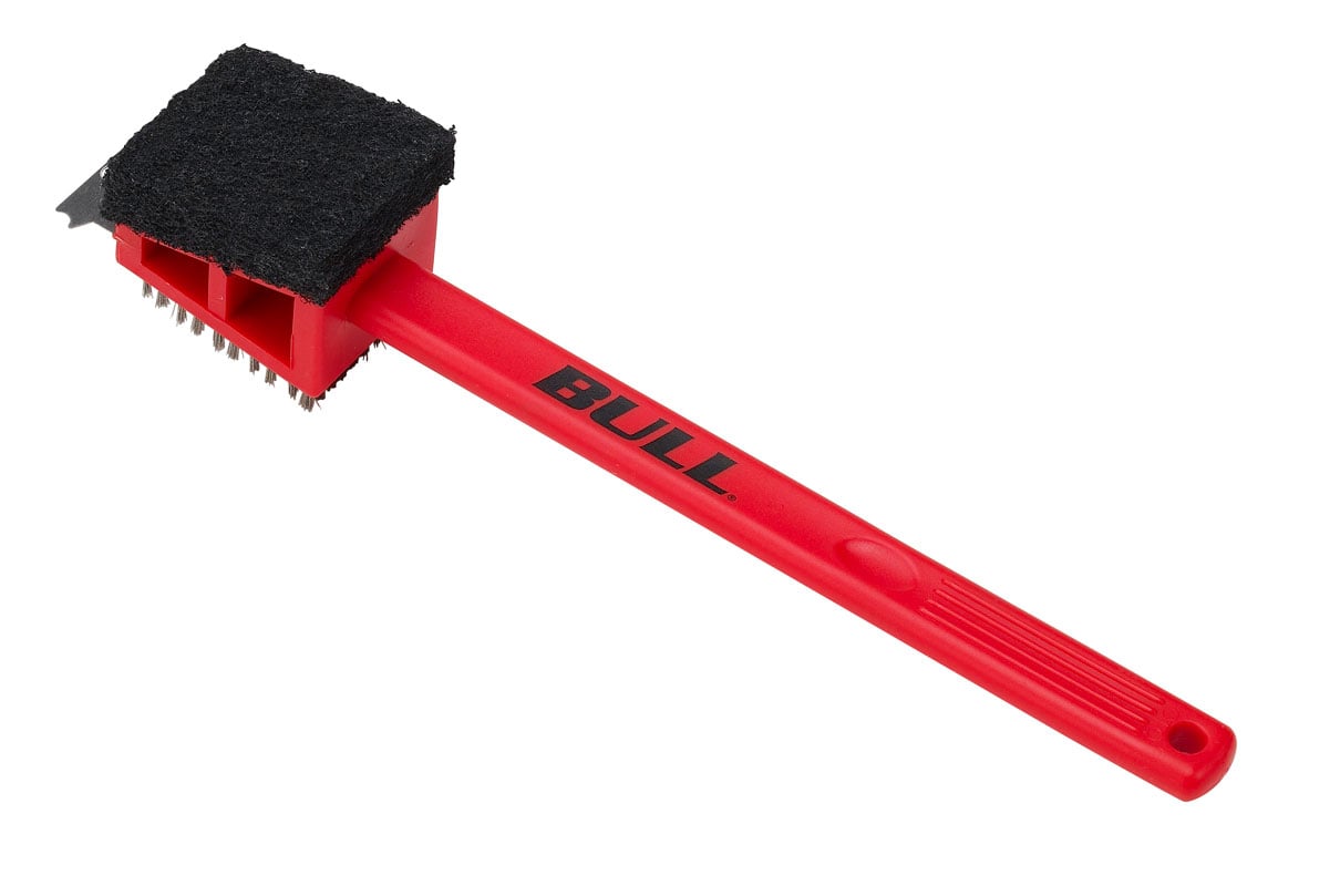 BULL Red Plastic 2 in 1 Brush with Long Handle