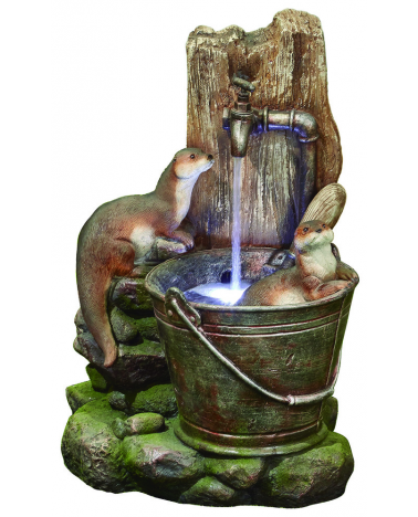 Kelkay Playful Otters Mains Water Feature with LEDs