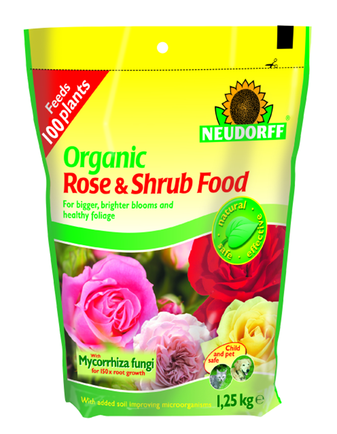 Neudorff Organic Rose Shrub Plant Food with Mycorrhiza 125 kg POUCH BAG