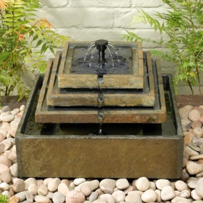 Smart Solar Slate Tiered Fountain