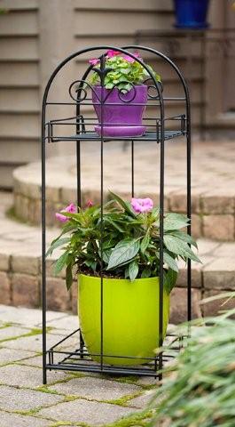 Panacea Classic Finial 2 Tier Plant Stand Black
