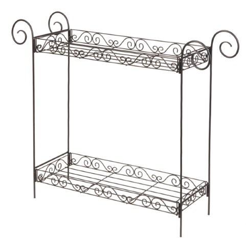 Panacea Scroll 2 Tier Plant Stand Black