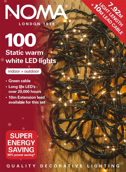 Noma 100 LED Static Warm White Christmas Lights