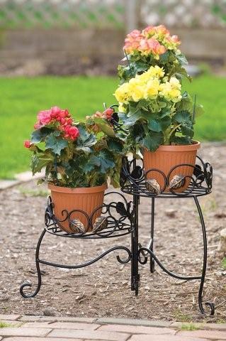 Panacea Scroll Ivy 3 Tiered Folding Plant Stand Black