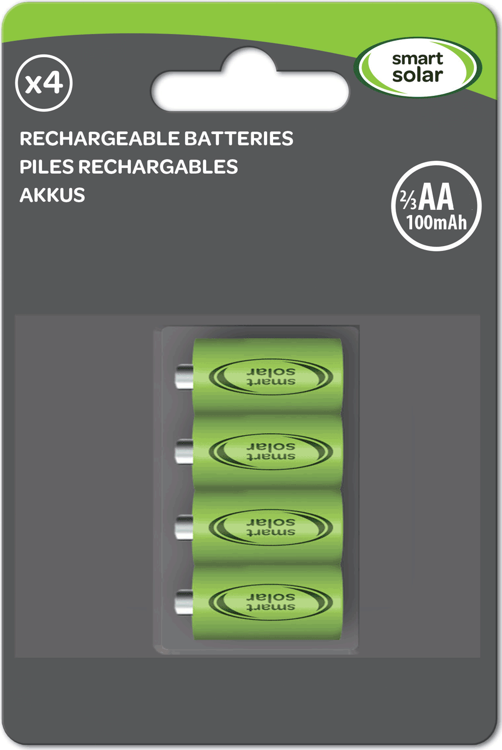 Smart Solar 23 AA 100 mAh Rechargeable Batteries 4pk