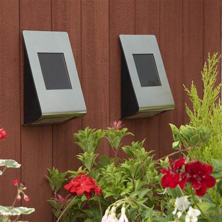 Gablemere Pk of 2 Solar Wall Lights Stainless Steel