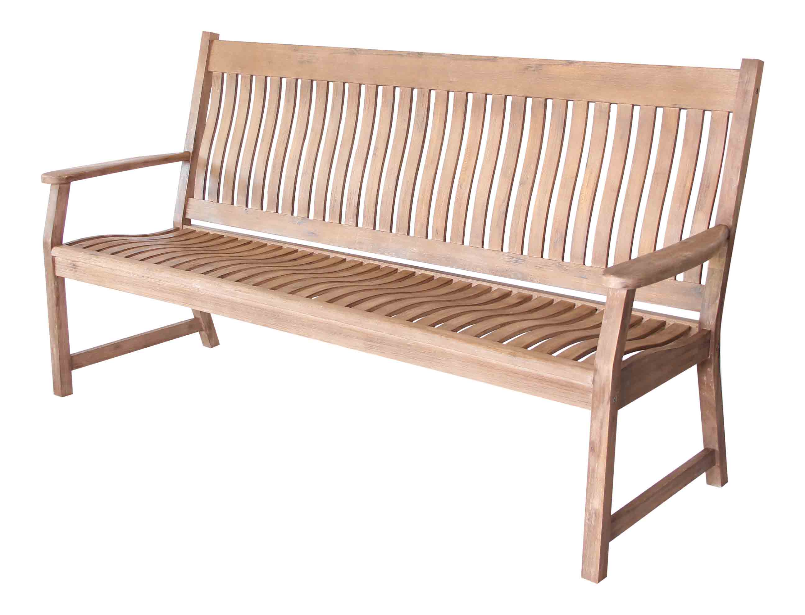 LG Outdoor Hanoi 3 Seat Curved Back Bench Natural