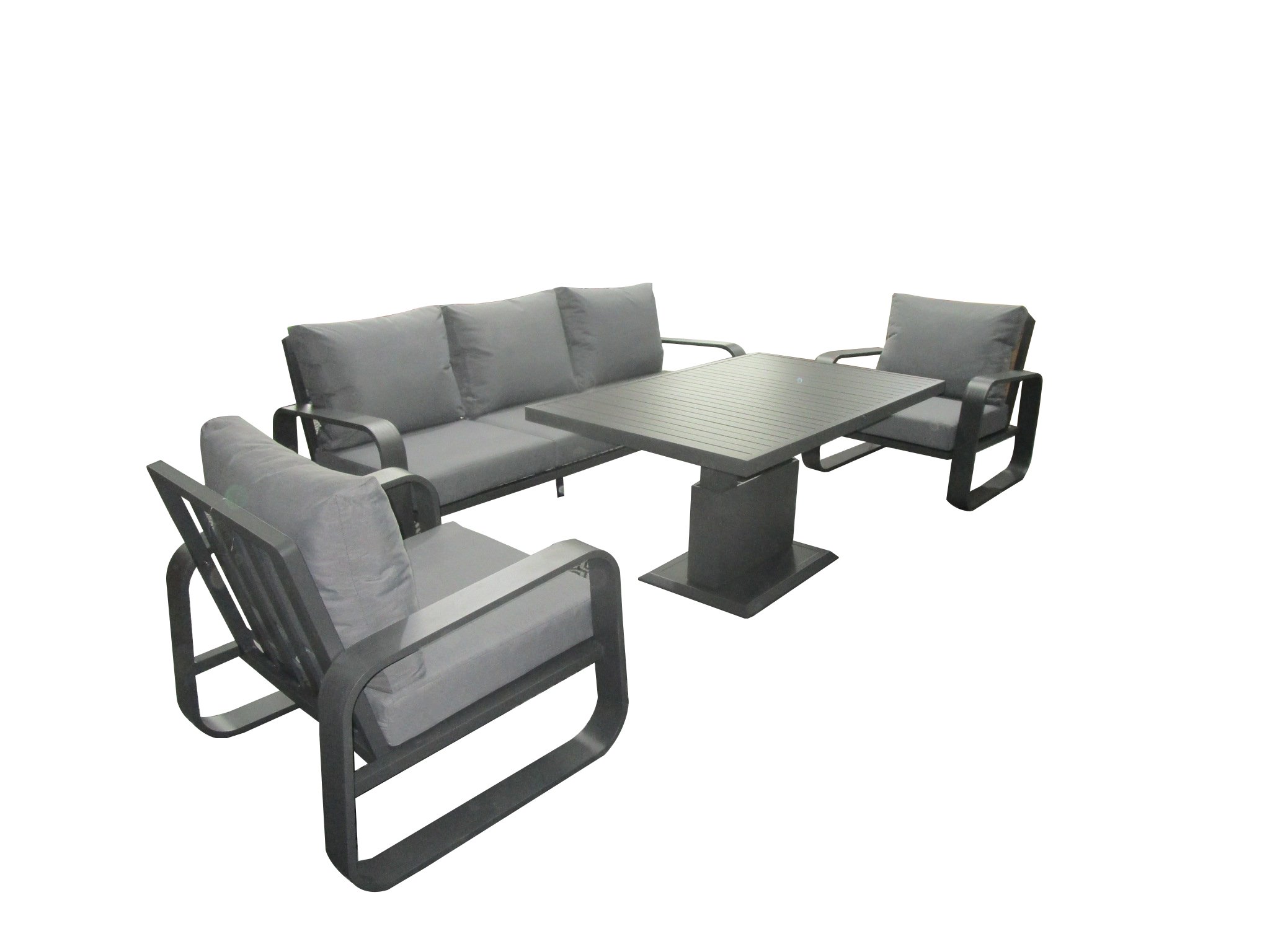 Image of Norfolk Leisure Babingley 3 Seat Aluminium Lounge with High Gas Adjustable Table (Grey)