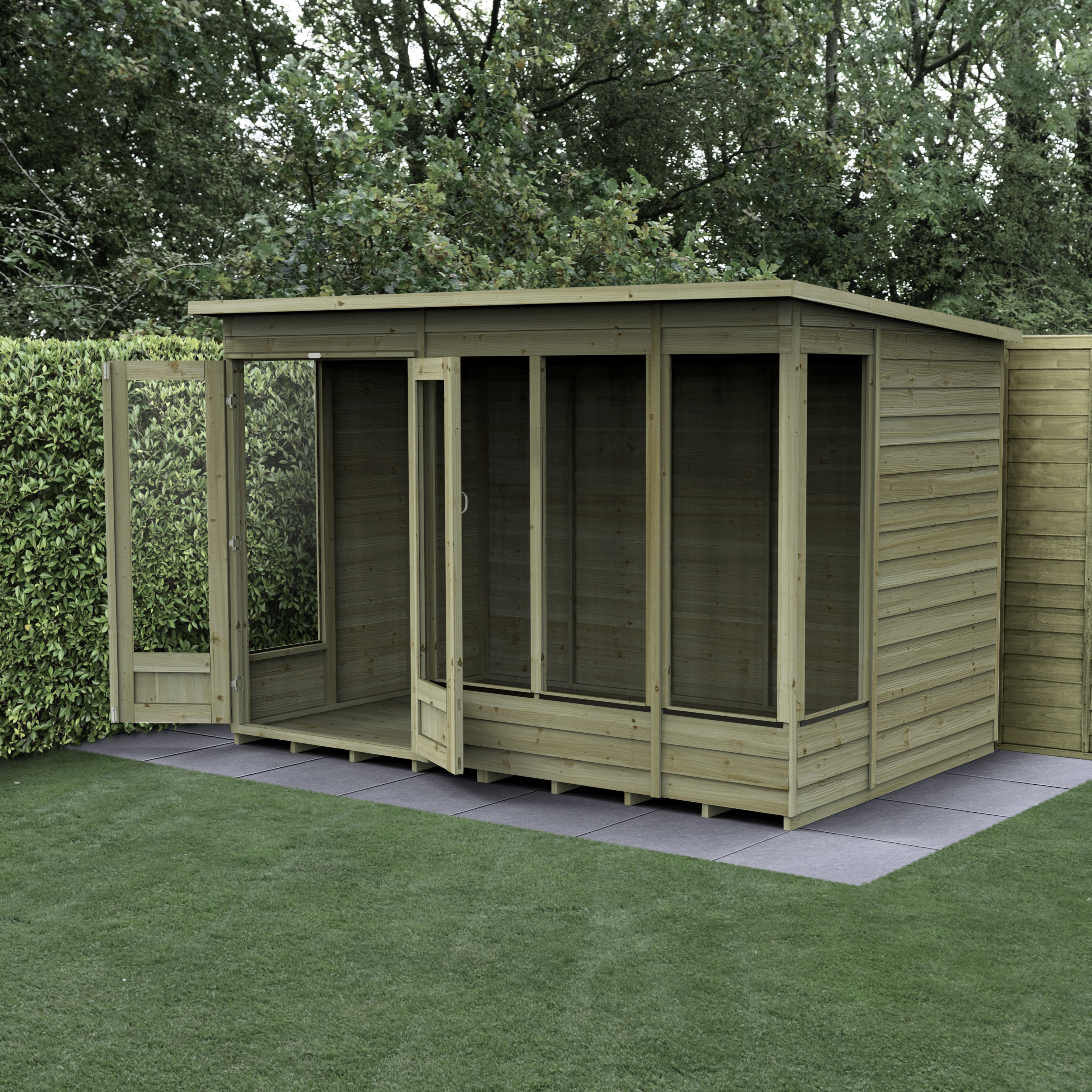 Image of Forest Garden 10x6 4Life Overlap Pent Pressure Treated Summerhouse (Installation Included)