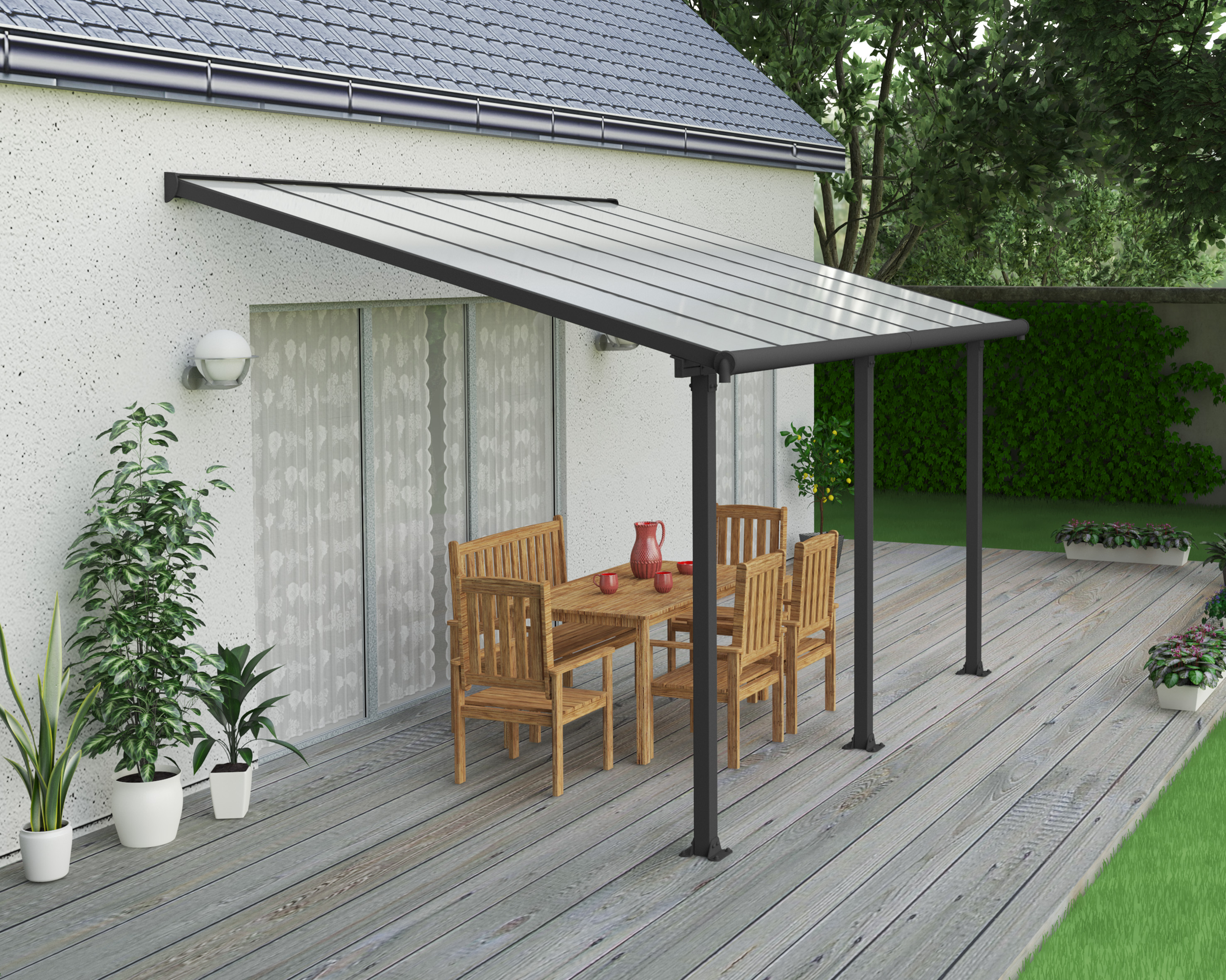 Palram-Canopia Olympia Patio Cover 3x4.25m Grey - Clear