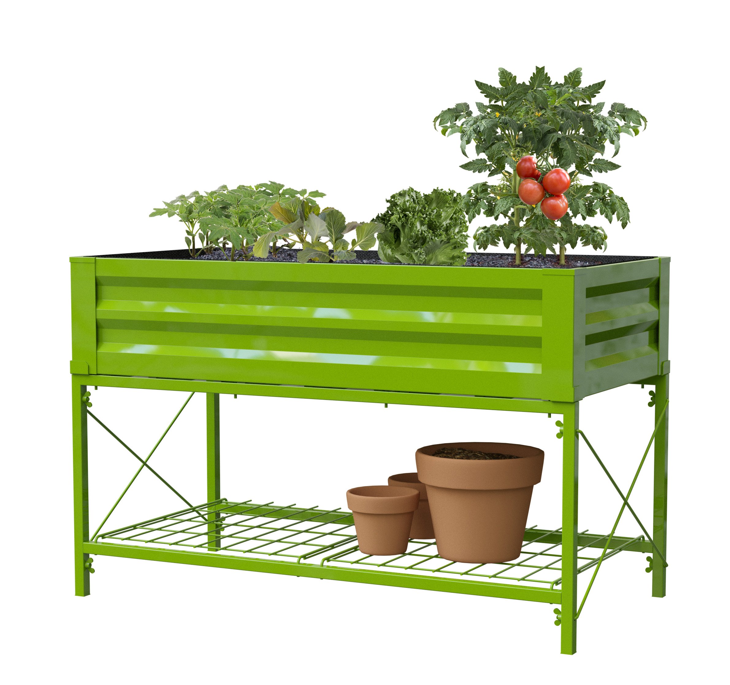 Panacea Stand Up Metal Raised Garden Planter with Liner (Moss Green)