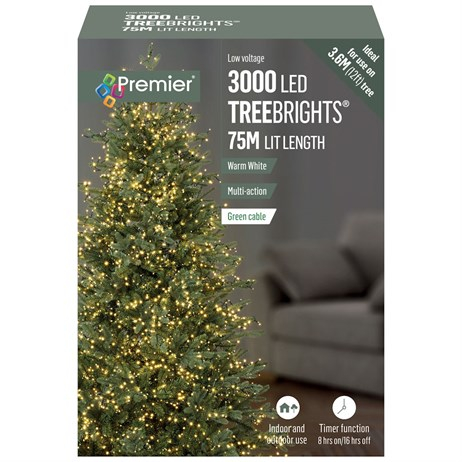 Premier 3000 Multi Action LED Treebrights With Timer (Warm White)
