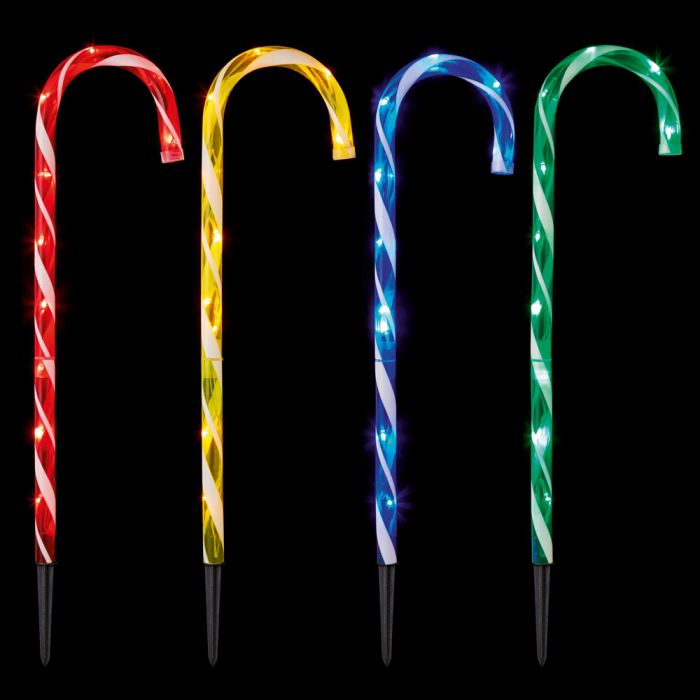 Premier 62cm 4pc Acrylic Candy Cane Path Light with 40 Multi Colour LEDS