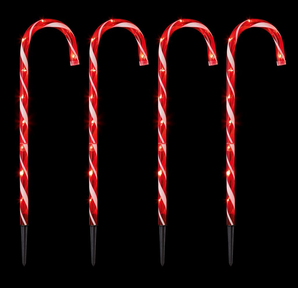 Premier 62cm 4pc Acrylic Candy Cane Path Light with 40 Red LEDS