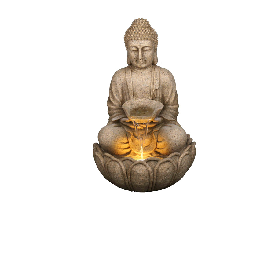 Bermuda Sand Buddha With Lights Water Feature