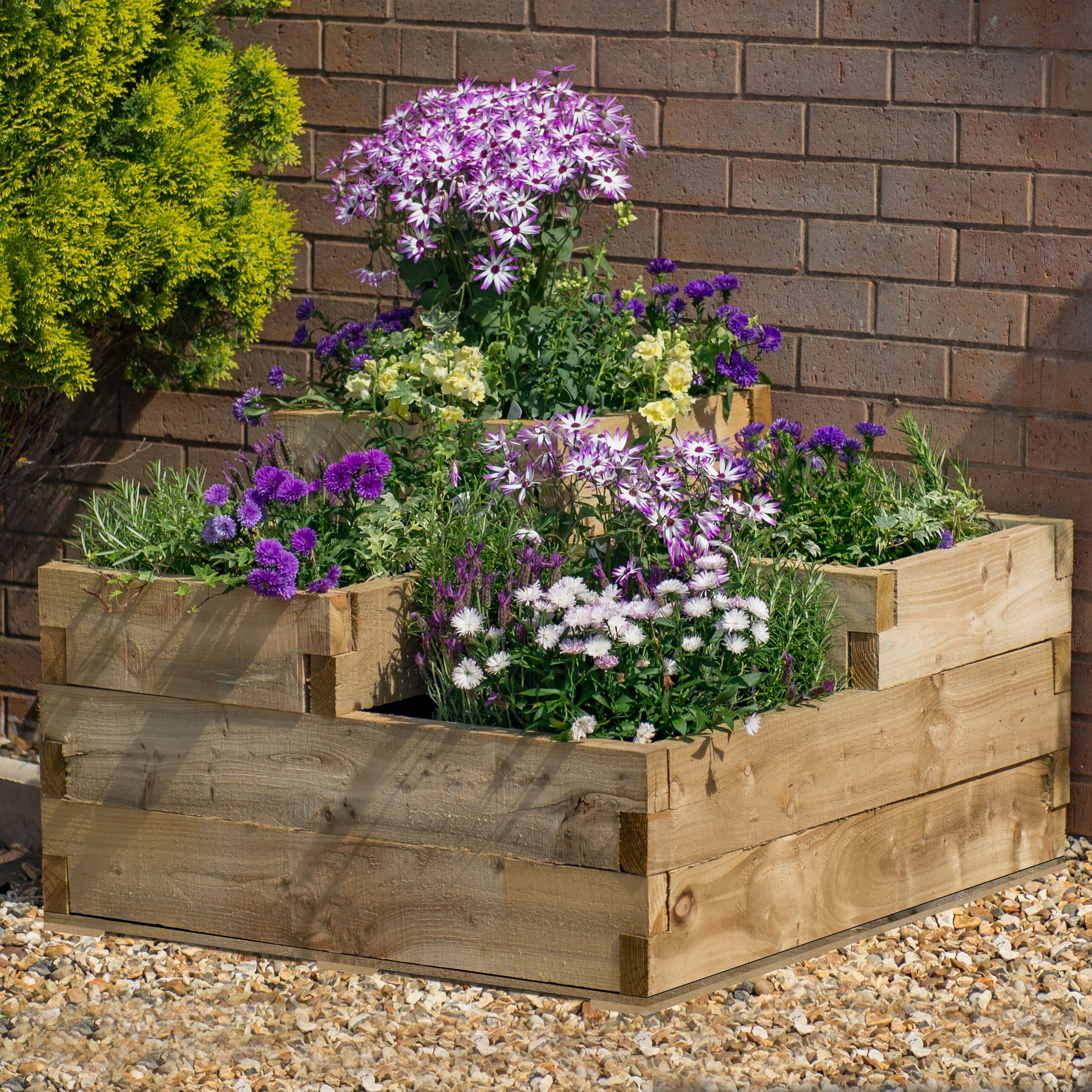 Forest Garden 90 x 90cm Caledonian Tiered Raised Bed with Base