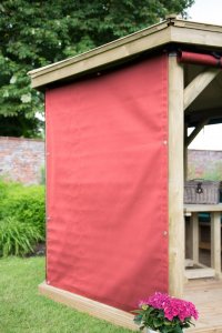 Forest Garden 5.1m Premium Oval Wooden Gazebo Curtains - Terracotta