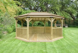 Forest Garden 5.1m Premium Oval Wooden Gazebo with Timber Roof