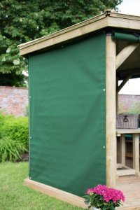 Forest Garden 6m Premium Oval Wooden Gazebo Curtains - Green