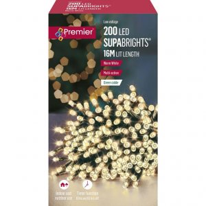 Premier 200 Multi Action LED Supabrights with Timer / Green Cable (Warm White)