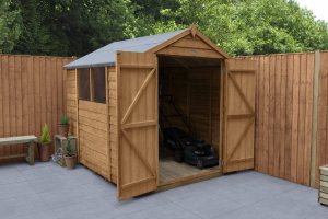 Forest Garden 8x6 Apex Overlap Dipped Wooden Garden Shed With Double Door (Installation Included)