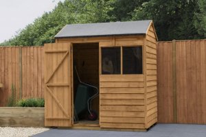 Forest Garden 6 x 4 Reverse Apex Overlap Dipped Wooden Garden Shed (Installation Included)