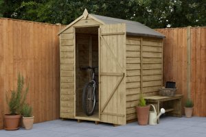 Forest Garden 6x4 Overlap Pressure Treated Apex Wooden Garden Shed (No Window / Installation Included)