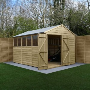 Forest Garden Beckwood Shiplap Pressure Treated 8x12 Apex Shed with Double Door