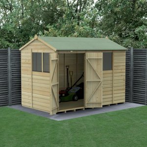 Forest Garden Beckwood Shiplap Pressure Treated 10x6 Reverse Apex Shed with Double Door