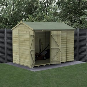 Forest Garden Beckwood Shiplap Pressure Treated 10x6 Reverse Apex Shed with Double Door (No Window)
