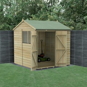 Forest Garden Beckwood Shiplap Pressure Treated 7x7 Reverse Apex Shed with Double Door