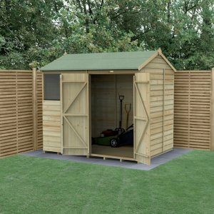 Forest Garden Beckwood Shiplap Pressure Treated 8x6 Reverse Apex Shed with Double Door