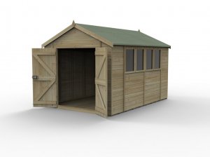 Timberdale 12x8 Tongue and Groove Pressure Treated Double Door Apex Wooden Garden Shed (4 Windows)
