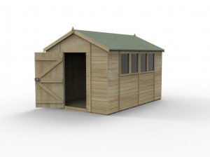 Timberdale 12x8 Tongue and Groove Pressure Treated Apex Wooden Garden Shed (4 Windows / Installation Included)