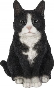 Vivid Arts Real Life Sitting Black and White Cat (Size D)