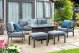Norfolk Leisure Titchwell 6 Seat Aluminium Lounge Set with Firepit Table (Dark Grey)