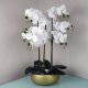 Leaf Design 60cm Orchid Artificial  White Gold Ceramic Planter