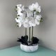 Leaf Design 60cm Orchid Artificial White Marble Effect Ceramic Planter