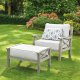 Greenhurst Sorrento Armchair with Footrest and Cushions (Grey)
