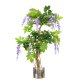Leaf Design 110cm Artificial Purple Wisteria Tree with Silver Metal Planter